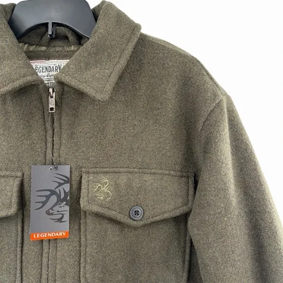 Legendary Whitetail Buck Outdoorsman Berber Lined Wool Jacket Men's L Hunting